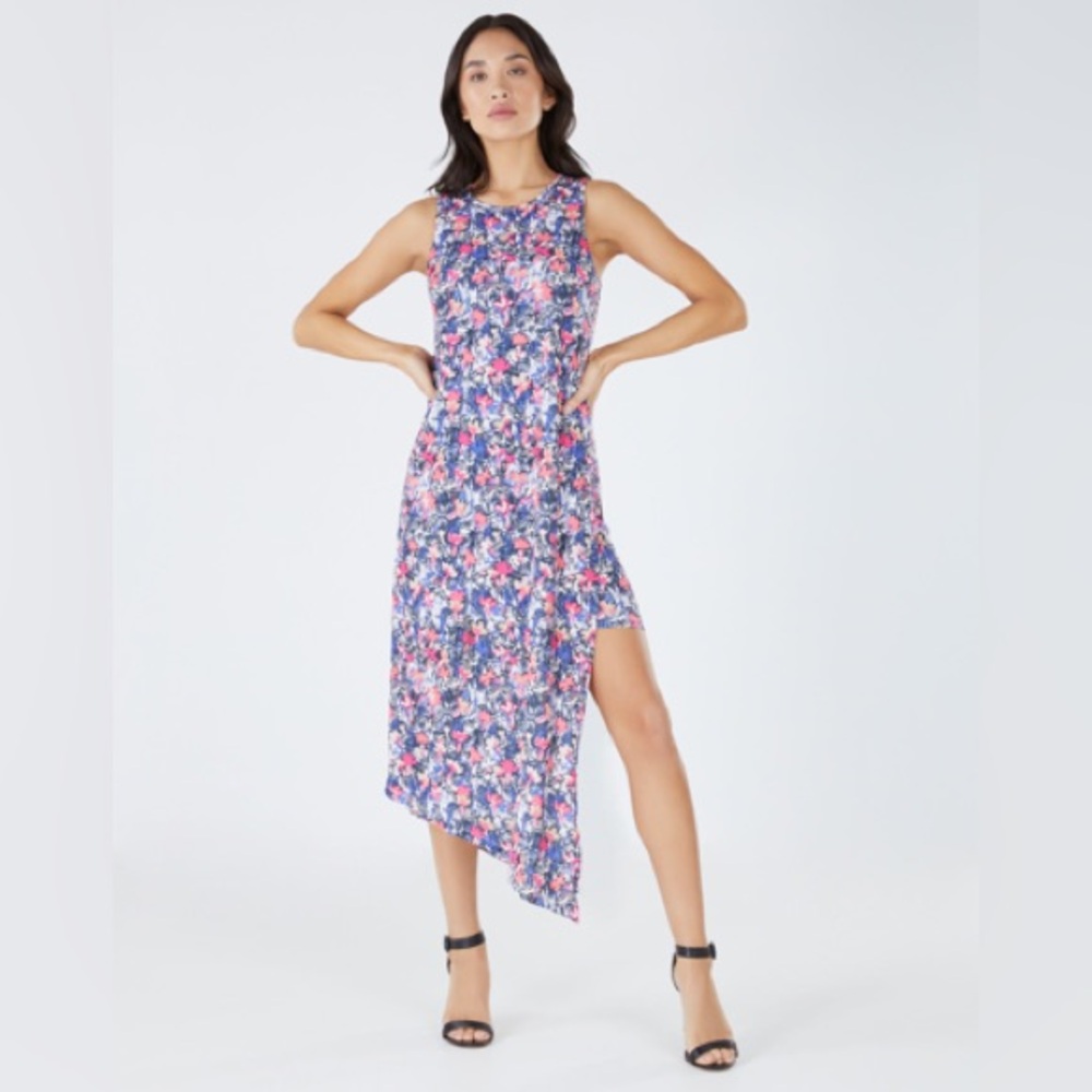 BCBGMaxAzria Nolan Overlay Midi Dress in Painterly Carnation Size XXS